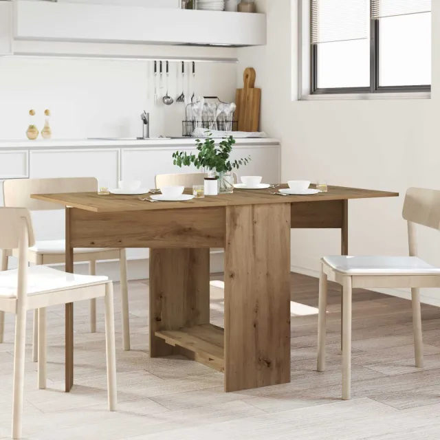 vidaXL Eettafel 138 x 70 x 73,5 cm Bewerkt hout Artisanaal eiken Bruin