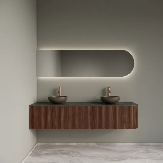 Gliss Design Badkamermeubelset Gliss Design Alluro 180 cm Links Walnut