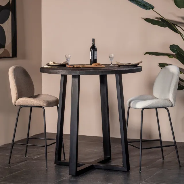 Giga Meubel Bartafel Lowie - Zwart Mangohout - 110x110x90cm