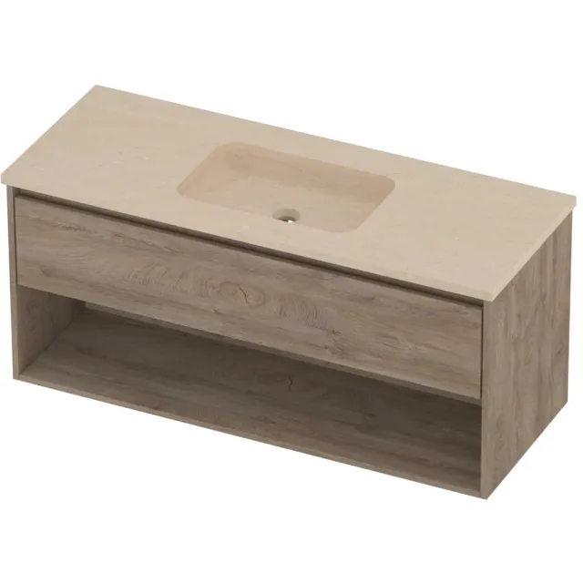 Proline Rollo Badmeubelset Hardsteen Elegant Midden 120x46x54 cm Sand Stone Raw Oak Eiken
