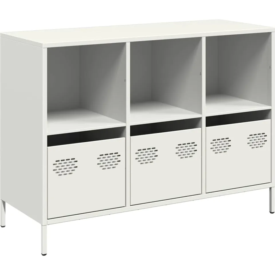 vidaXL Dressoir 101,5x39x73,5 cm koudgewalst staal wit, foto 3