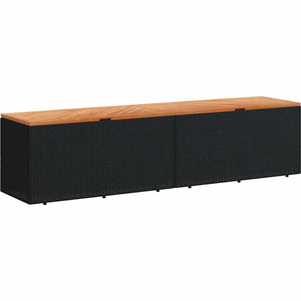 vidaXL Tuinbox 220x50x54 cm poly rattan en acaciahout zwart