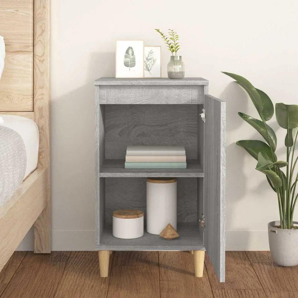 vidaXL Nachtkastje 40x35x70 cm bewerkt hout grijs sonoma eikenkleurig, foto 3