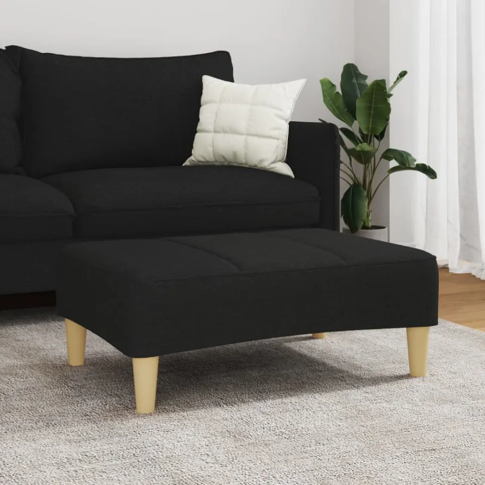 vidaXL Voetenbank 77x55x31 cm stof zwart, foto 3
