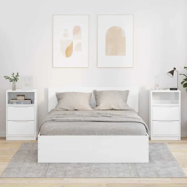 vidaXL Nachtkastjes 2 st Hoogglans Wit 40 x 30 x 67 cm Bewerkt hout, foto 2