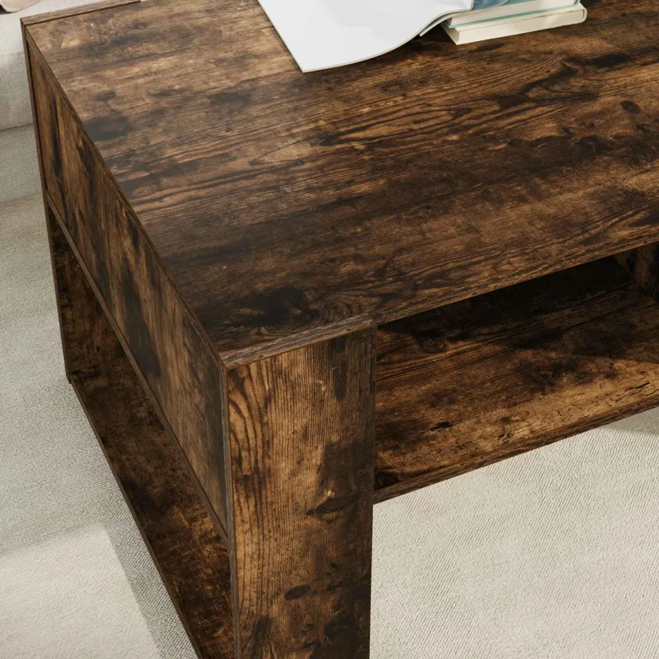 vidaXL Salontafel Gerookt eiken 92 x 53 x 45 cm Bewerkt hout, foto 4