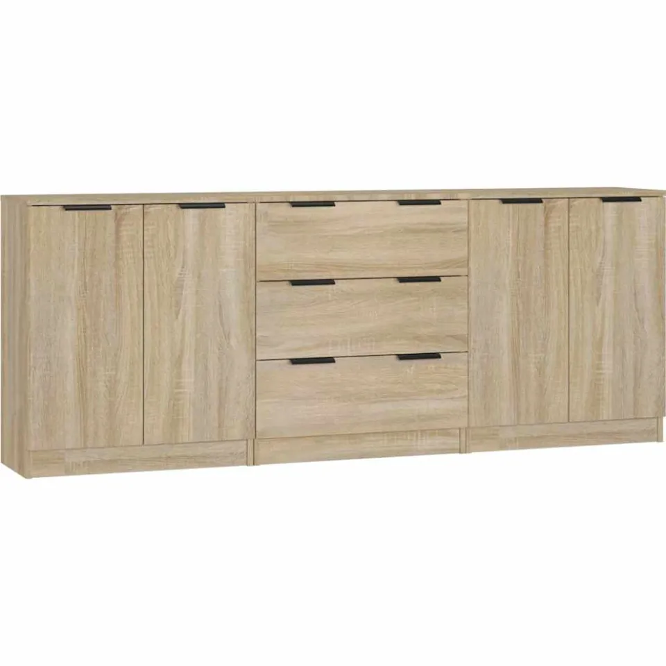 vidaXL 3-delige Dressoirs bewerkt hout sonoma eiken, foto 3