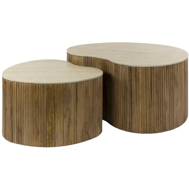 G***-M Giga Meubel Salontafel Nuovo - Niervormig Beige/Hout - Set van 2 Zand