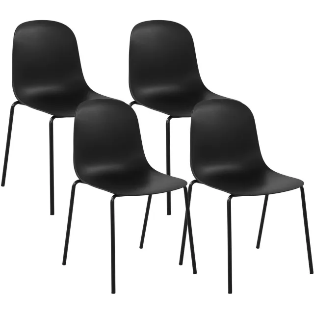 CLP Hardin Set van 4 stapelstoelen - Stapelbaar - Metaal - Kunststof/zwart