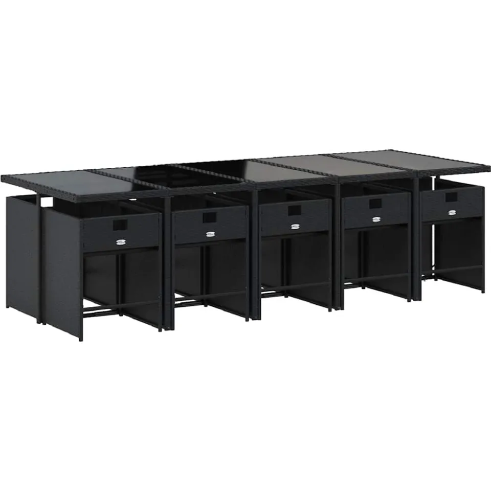 vidaXL 11-delige Tuinset met kussens poly rattan zwart, foto 2