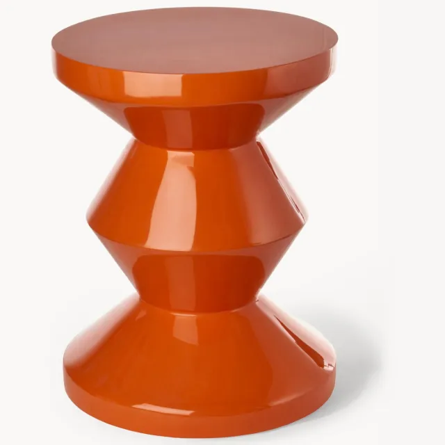 POLSPOTTEN Ronde bijzettafel Zig Zag oranje