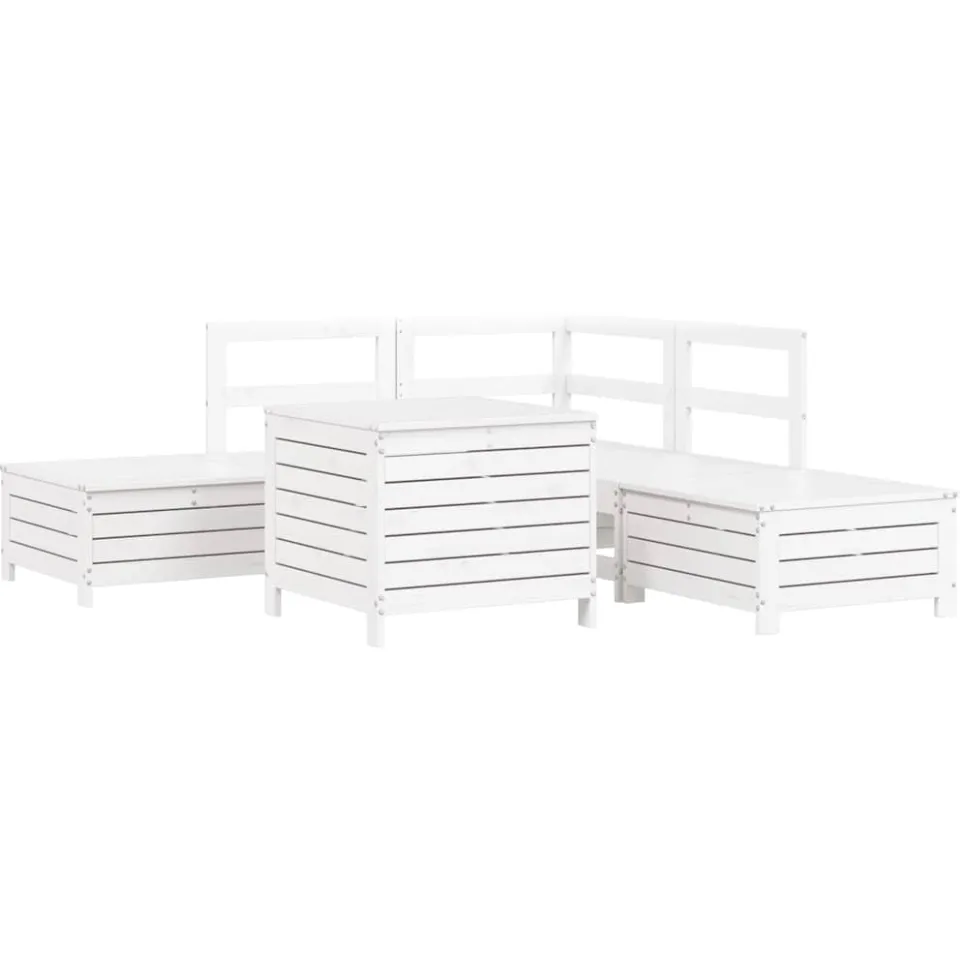 vidaXL 6-delige Loungeset massief grenenhout wit