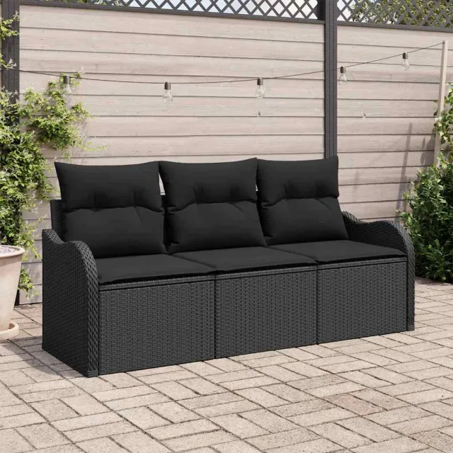 vidaXL Tuin Sofa Set 3 st Zwart Poly riet, foto 2