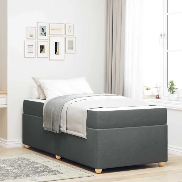 vidaXL Bedframe met matras Donkergrijs 100 x 200 cm Stof