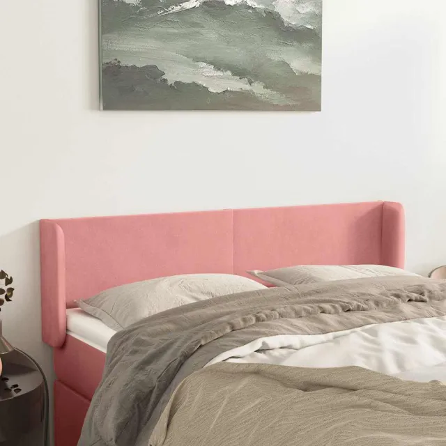 vidaXL Hoofdbord met randen 147x16x78/88 cm fluweel roze