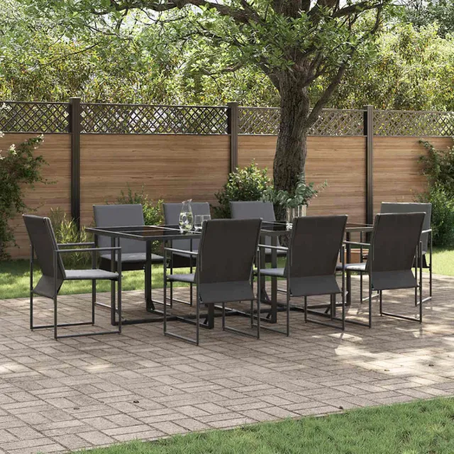 vidaXL Tuin eettafelset 9 st Zwart Staal