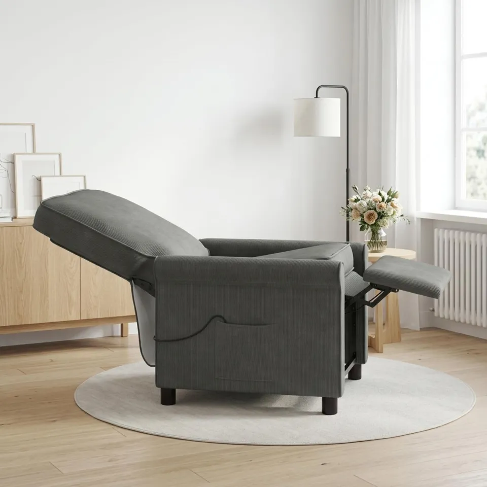 vidaXL Massage-relaxstoel Donkergrijs 69 x 95 x 101 cm Stof, foto 4
