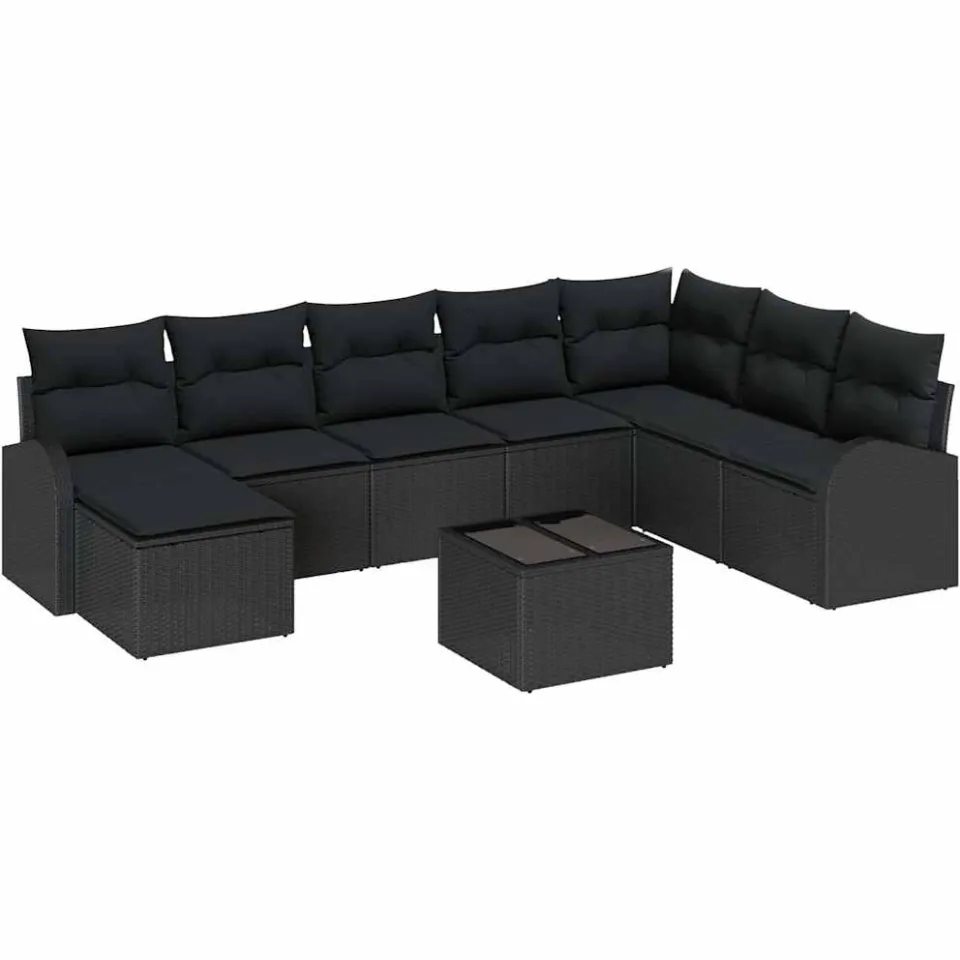 vidaXL Tuin Sofa Set 9 st Zwart [Synthetisch]: Poly Rattan
