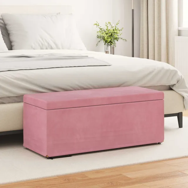 vidaXL Kruk Roze 101 x 41 x 40 cm Velvet en Gefabriceerd Hout, foto 2