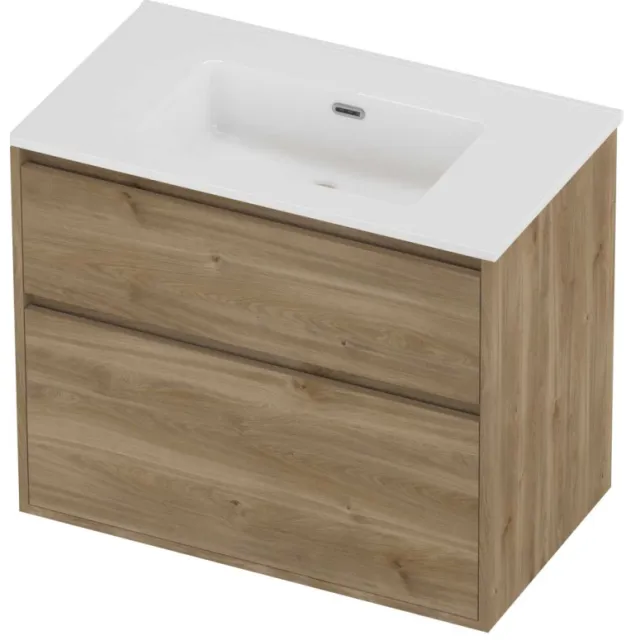 Proline Tribute Badmeubelset Porselein Elegant 80x46x67 cm Glans Wit Cider Oak Eiken