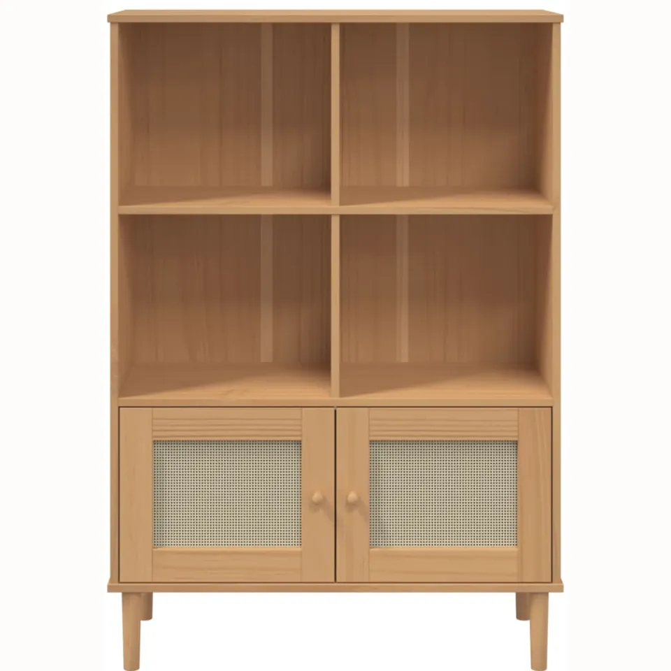 vidaXL Boekenkast SENJA rattan-look 90x35x130 cm grenenhout bruin