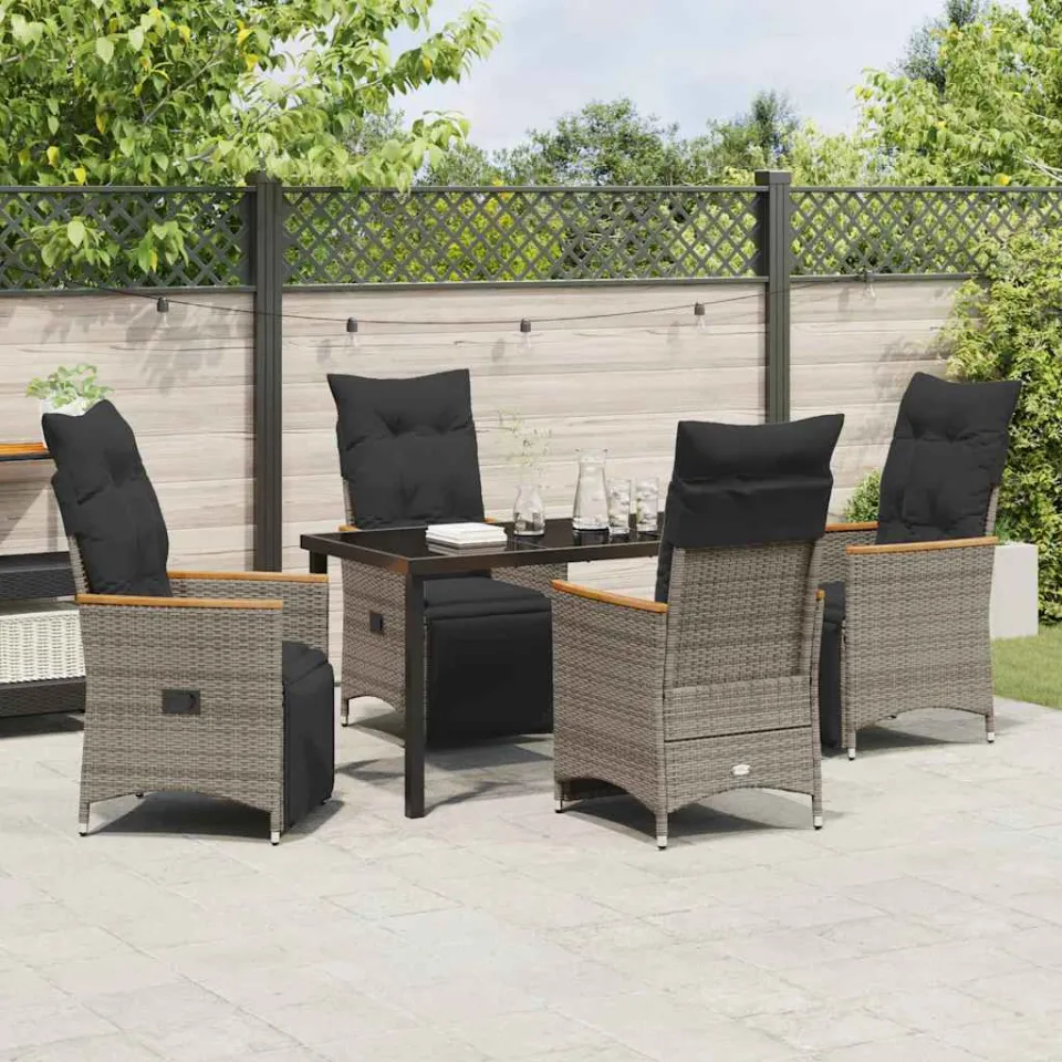 vidaXL Tuin eettafelset 5 st Grijs poly rattan, foto 3