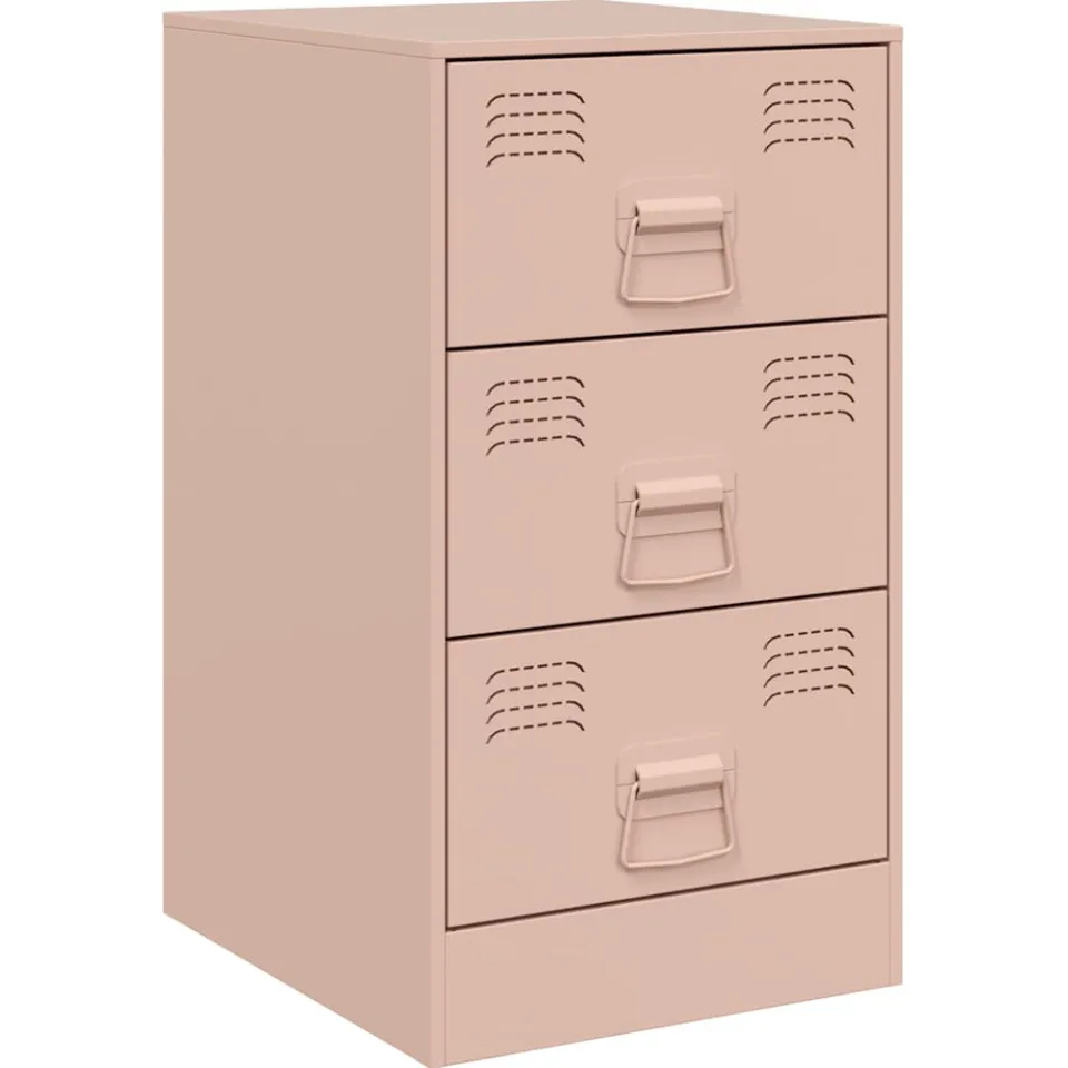 vidaXL Nachtkastjes 2 st 34,5x39x62 cm staal roze, foto 4