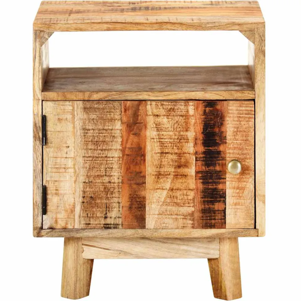 vidaXL Nachtkastje 40x30x50 cm ruw mangohout bruin, foto 3