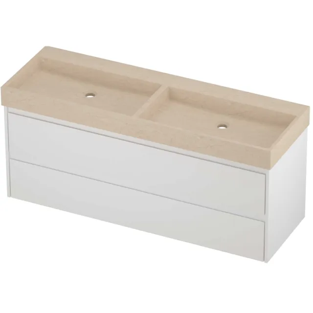 Proline Evoli Badmeubelset Hardsteen Loft 140x46x62 cm Sand Stone Mat Wit