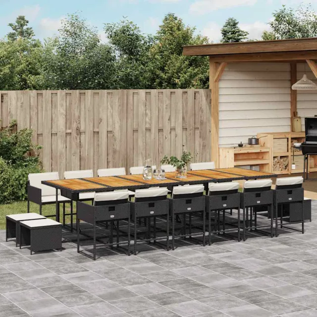 vidaXL 17-delige Tuinset met kussens poly rattan zwart, foto 2