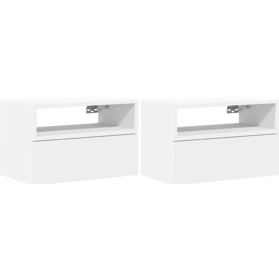 vidaXL Nachtkastjes 2 st wandgemonteerd 45x26x28,5 cm wit, foto 3