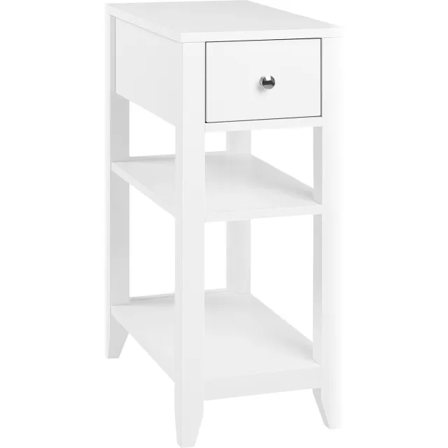 BukkitBow Smal Nachtkastje met Lades en 2 Open Planken (45X66X28CM) - Wit