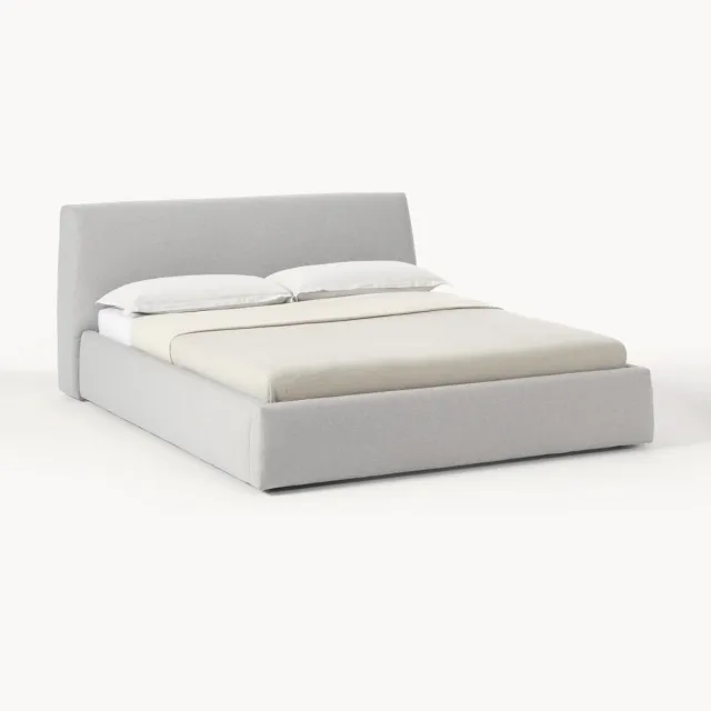 Westwing Collection Gestoffeerd bed Cloud met opbergruimte grijs
