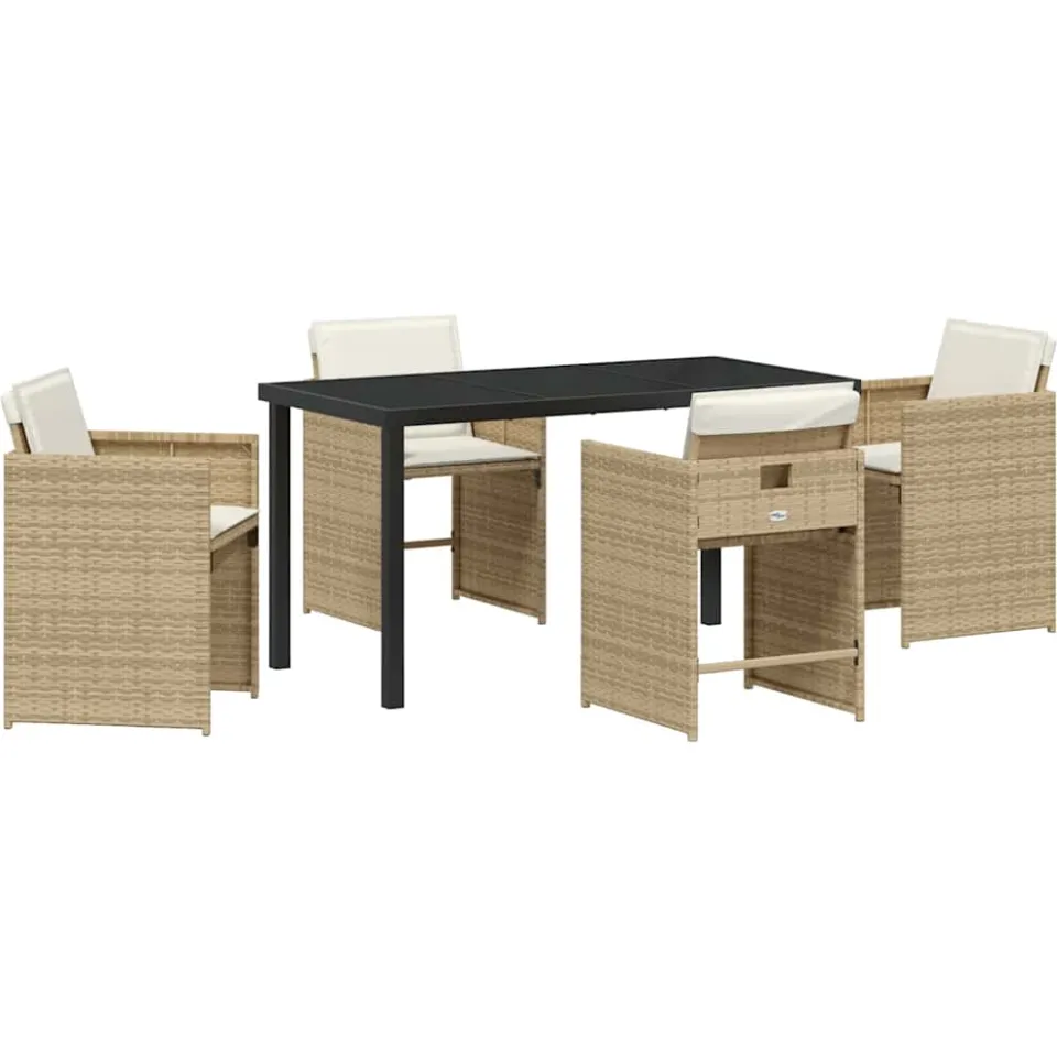 vidaXL Tuin eettafelset 5 st Beige poly rattan, foto 3