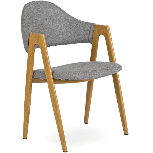 Mebel Elite RUIZ - Eetkamerstoel - Grijs - Scandinavisch - Gouden eikenlook poten Grijs;Goudkleurig