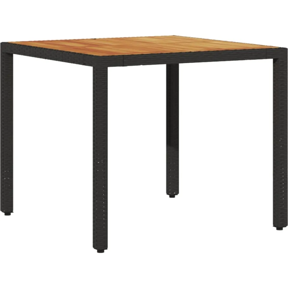 vidaXL 5-delige Tuinset met kussens poly rattan en acaciahout zwart, foto 4