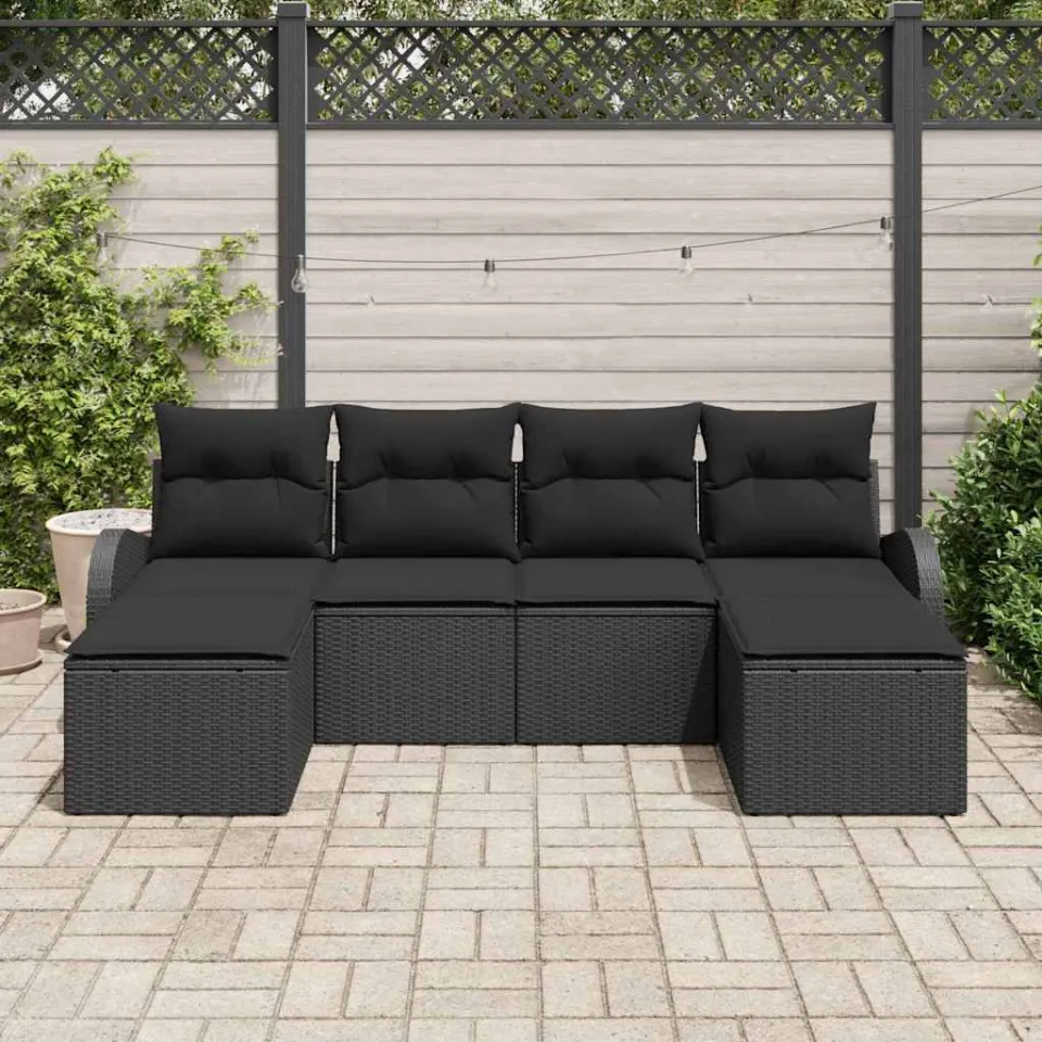 vidaXL Tuin Sofa Set 6 st Zwart [Synthetisch]: Poly Rattan, foto 3