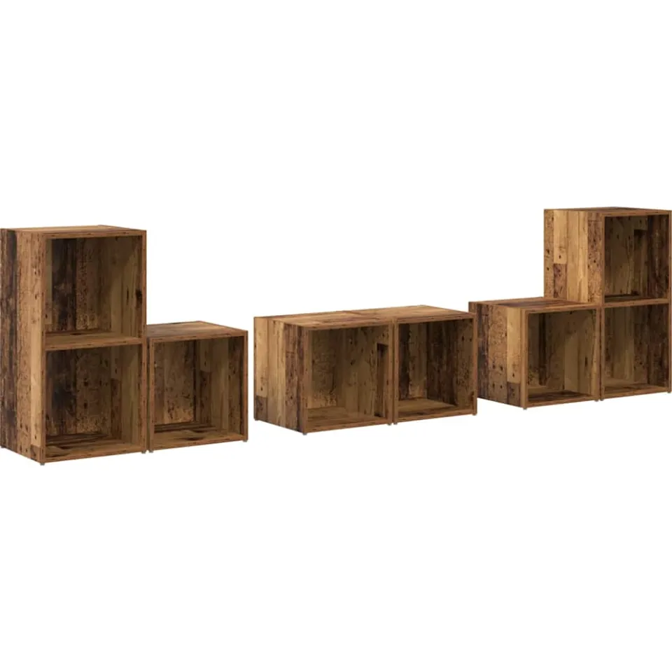 vidaXL Tv-meubelset 6 st 37 x 35 x 72 cm Oud Hout bruin, foto 3