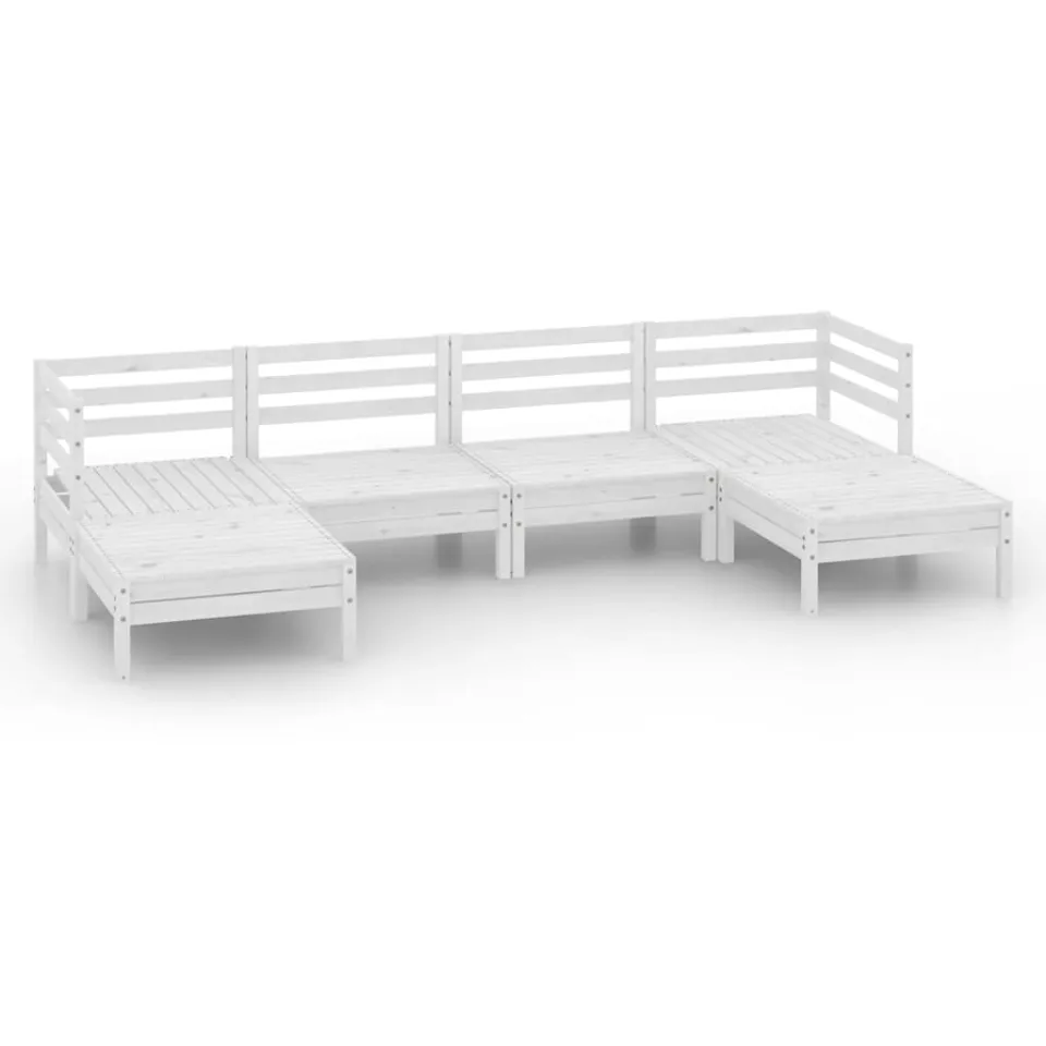 vidaXL 6-delige Loungeset massief grenenhout wit, foto 3