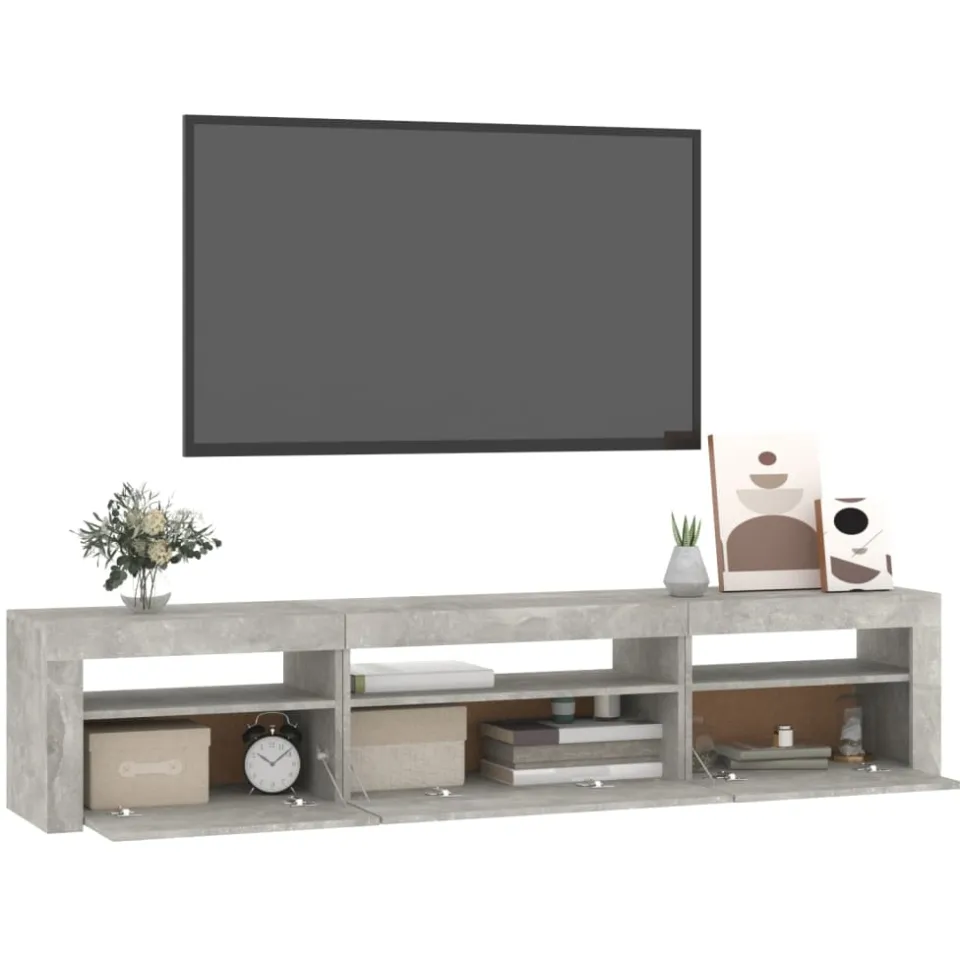vidaXL Tv-meubel met LED-verlichting 195x35x40 cm betongrijs grijs, foto 3