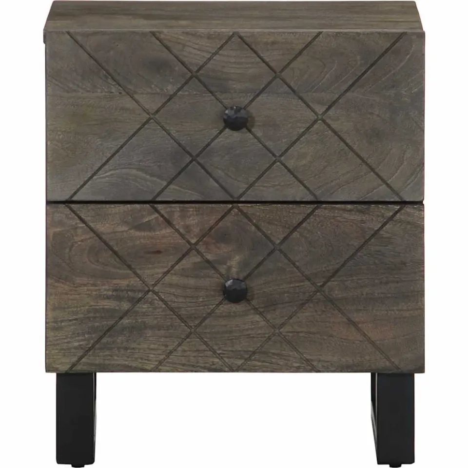 vidaXL Nachtkastjes 2 st 40x33x46 cm massief mangohout zwart, foto 4