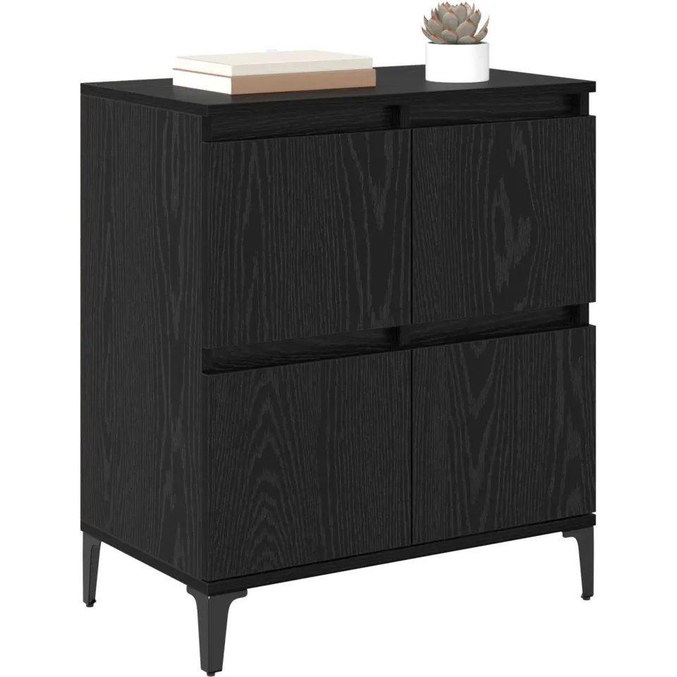 vidaXL Dressoir Zwart Eiken 60 x 35 x 70 cm Gemonteerd hout en ijzer