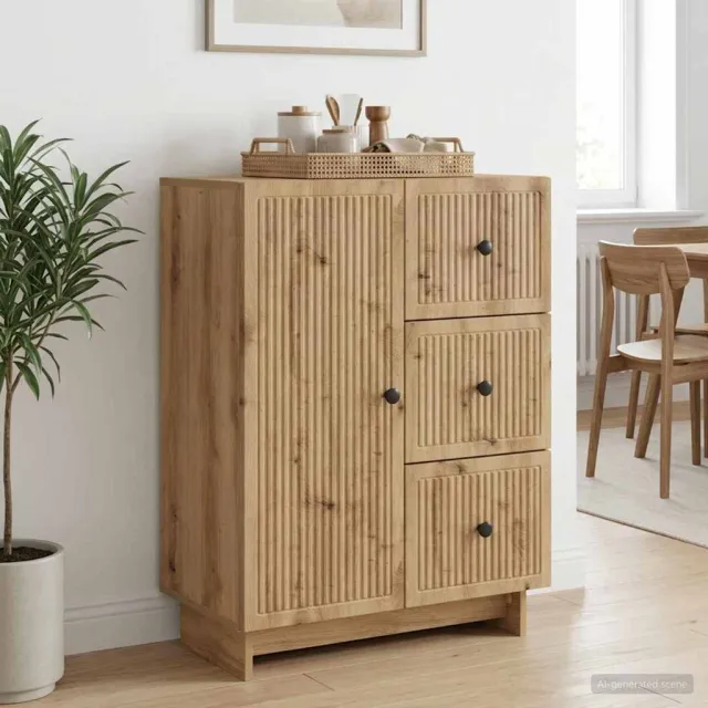 vidaXL Dressoir Artisanaal eiken 66 x 34,5 x 90 cm Bewerkt hout Bruin