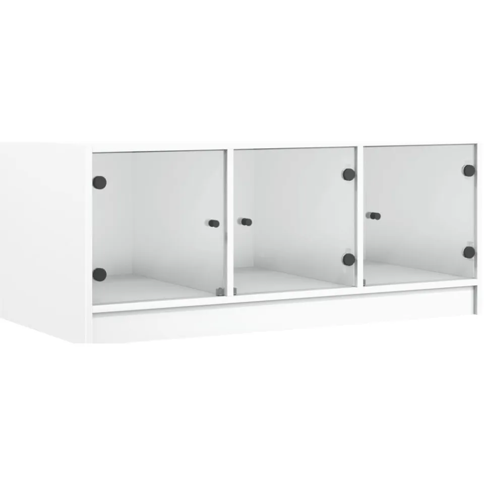 vidaXL Salontafel met glazen deuren 102x50x42 cm wit