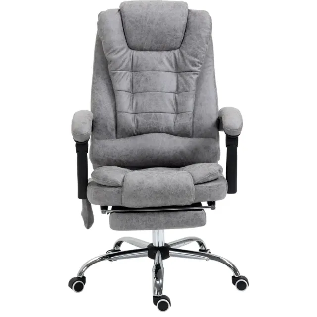 ZYLARO Ergonomische Bureaustoel met 6 Massagepunten - Massagestoel - In Hoogte Verstelbaar - 360° Draaibaar - 135° Kantelbare Rugleuning - met Voetensteun & Verwarmingsfunctie - Kantoorstoel - Gamestoel - Volwassenen Stoel - Computerstoel - Grijs