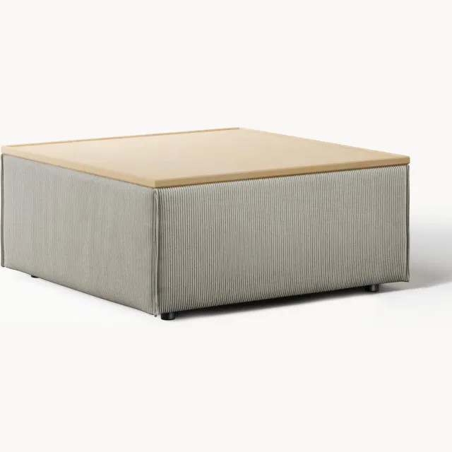 Westwing Collection Voetenbank Lennon van corduroy met opbergruimte grijs