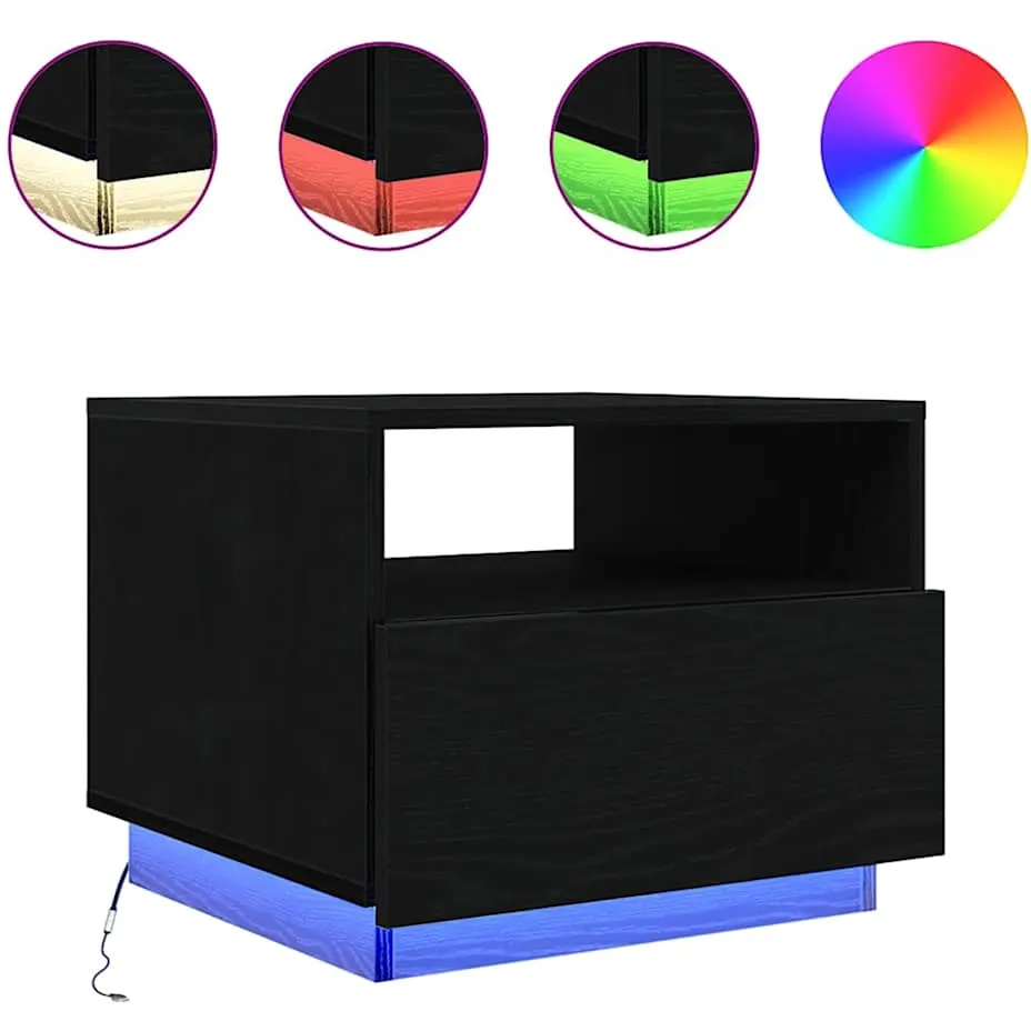 vidaXL Salontafel met LED-verlichting 50x49x40 cm zwart eiken, foto 4