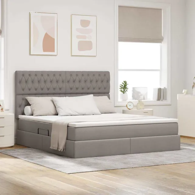 vidaXL Opslag bed met matras met hoofdeinde Taupe 180 x 200 cm Stof