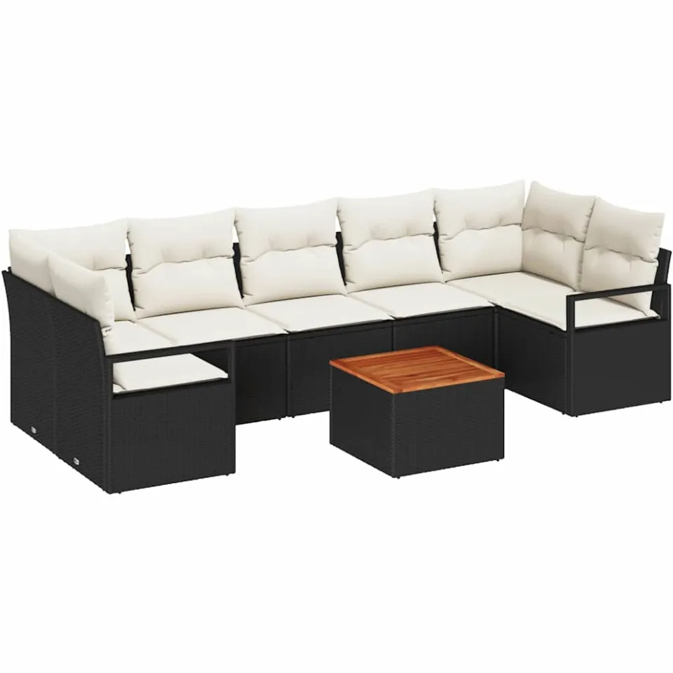 vidaXL Tuinbankenset 8 st Zwart poly rattan