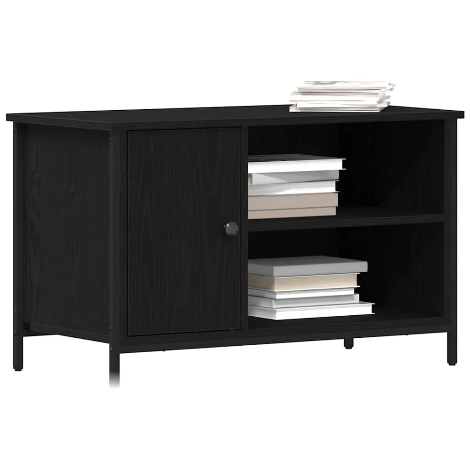 vidaXL TV-kast 80 x 40 x 50 cm Zwart eiken Bewerkt hout
